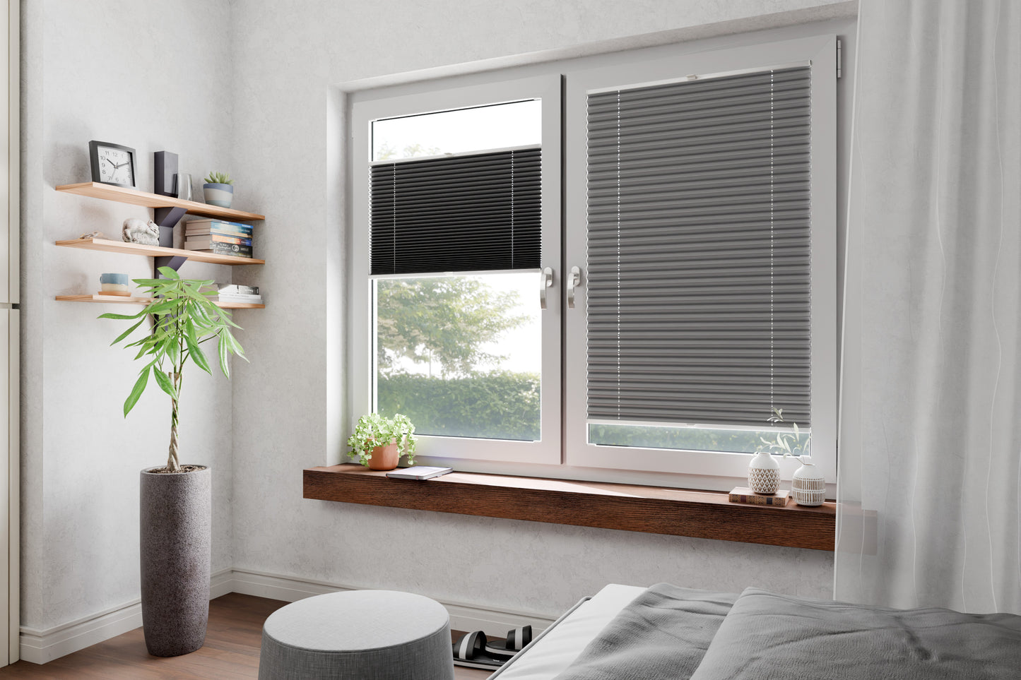 Beispielhafte Darstellung lichtdurchlässiger Thermo-Plissees