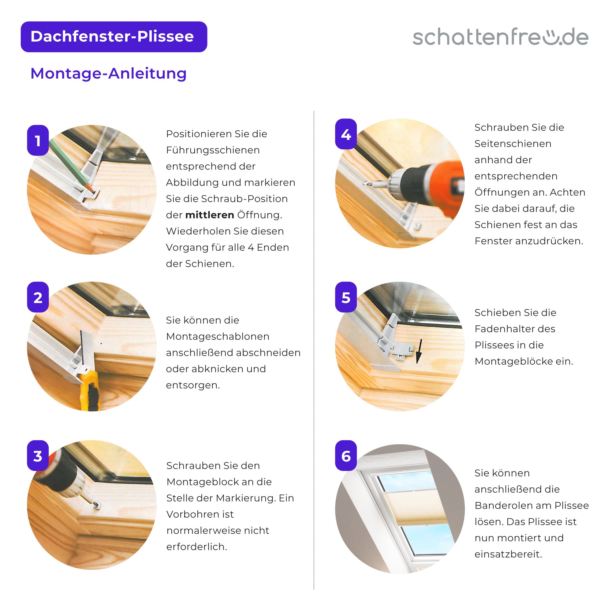 Montage-Anleitung für Dachfenster-Plissees