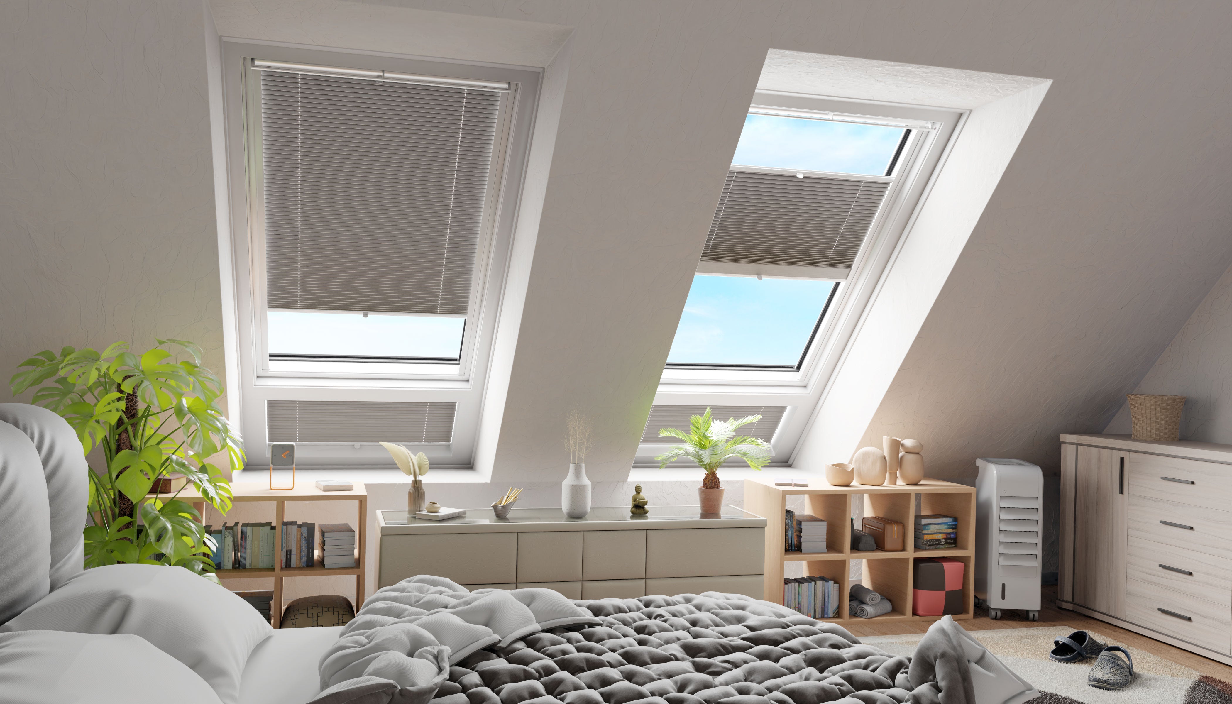 Dachfenster-Thermo-Plissee nach Maß – Hitzeschutz ohne Verdunkelung
