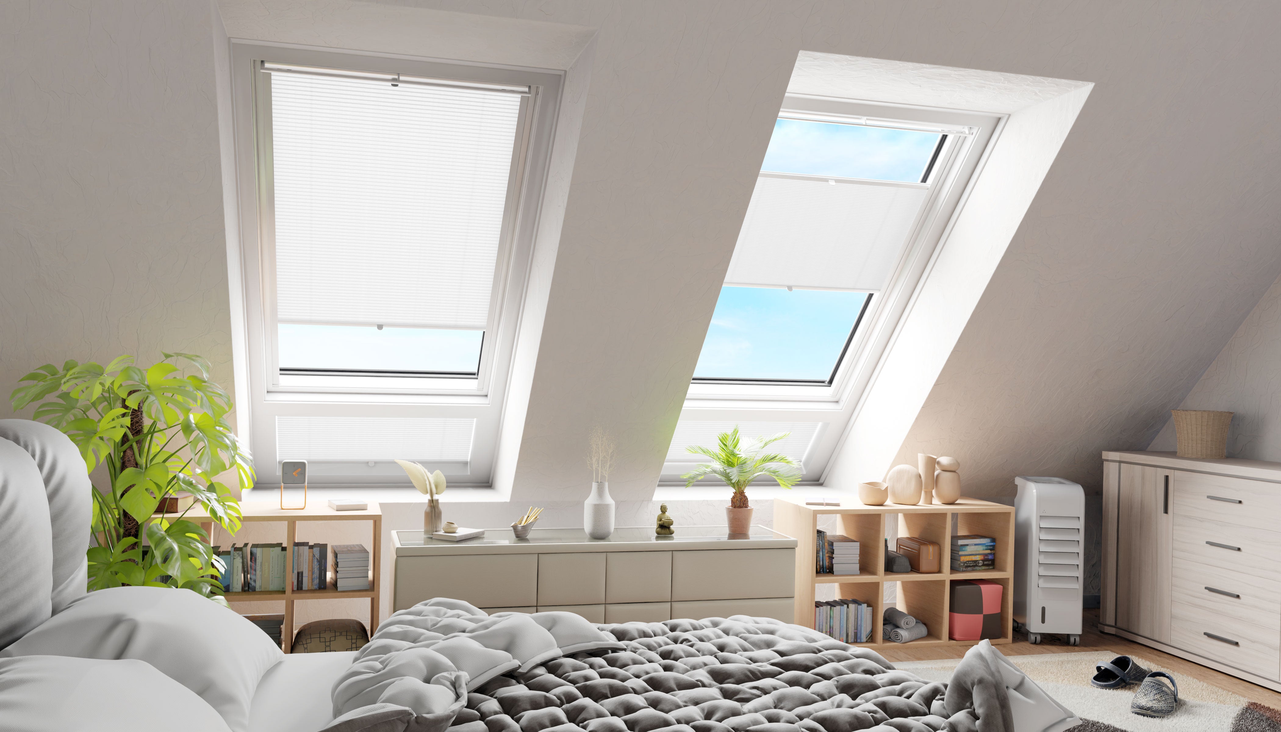 Dachfenster-Waben-Plissee nach Maß – Exotischer Look
