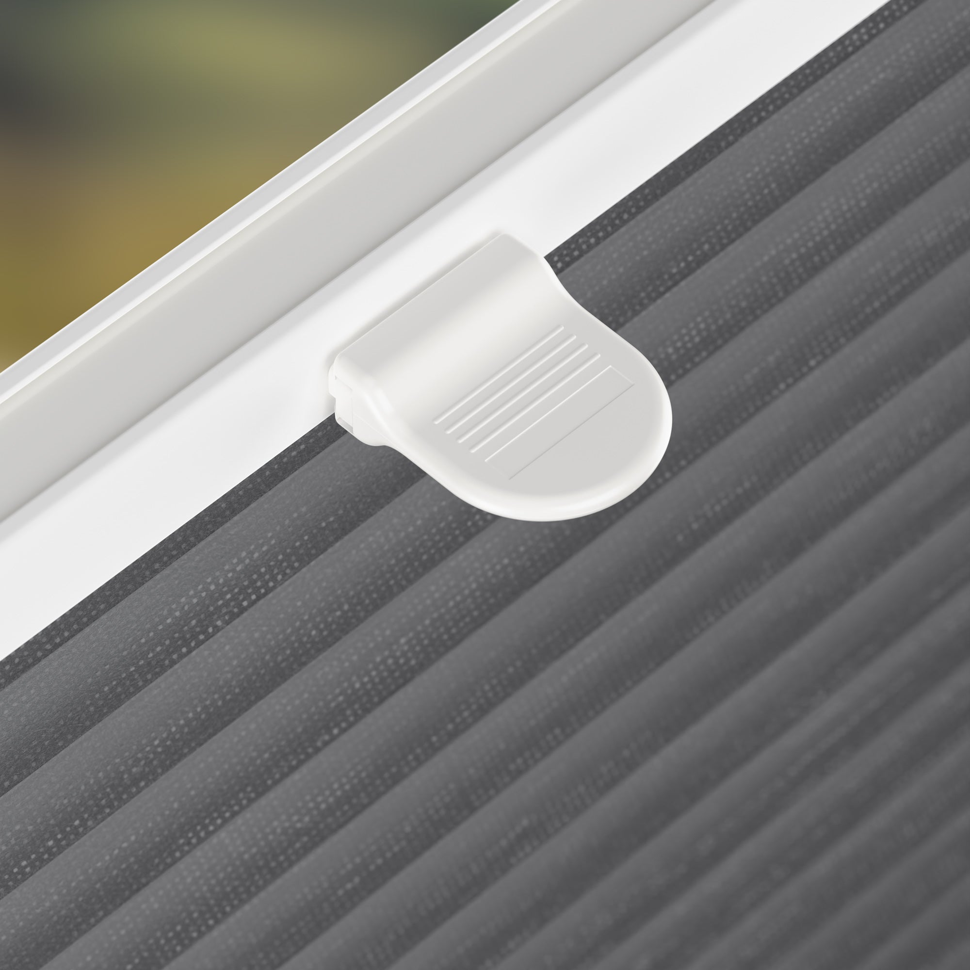 Plissee-Bediengriff am Aluminiumprofil