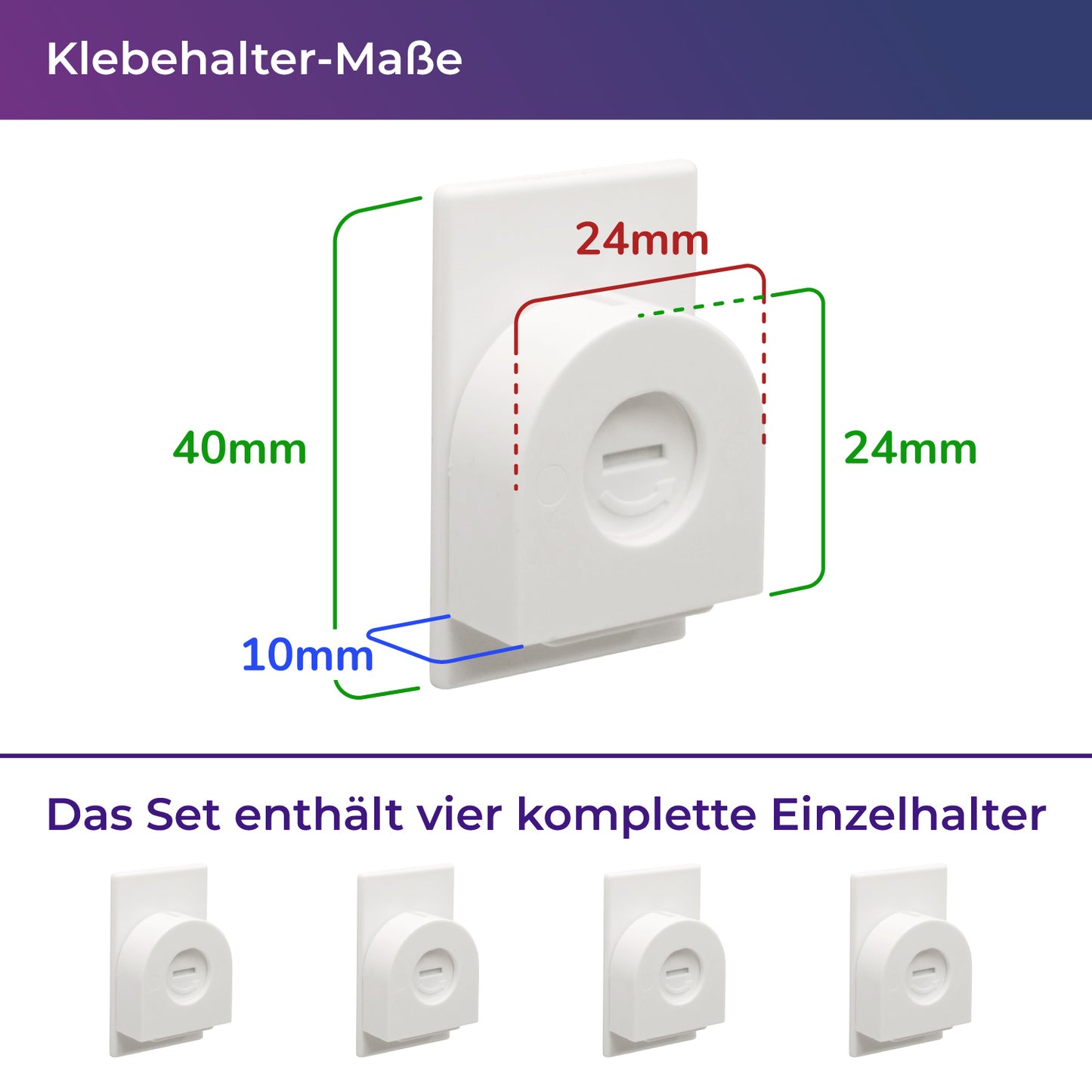 4x-Set Halter zum Ankleben von verspannten Plissees